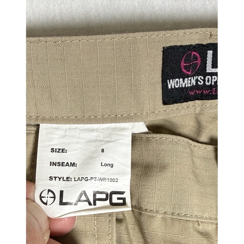 LAPG khaki Stretch Ops Tactical Pants cargo woman's fade resistant Size 8 long - Picture 6 of 16